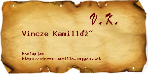 Vincze Kamilló névjegykártya